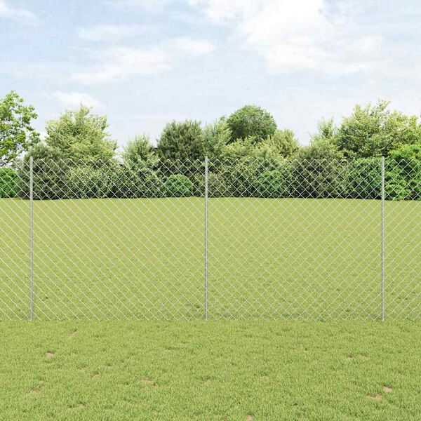 vidaXL Zaun und Pfosten Silber 1,4 x 10 m Stahl