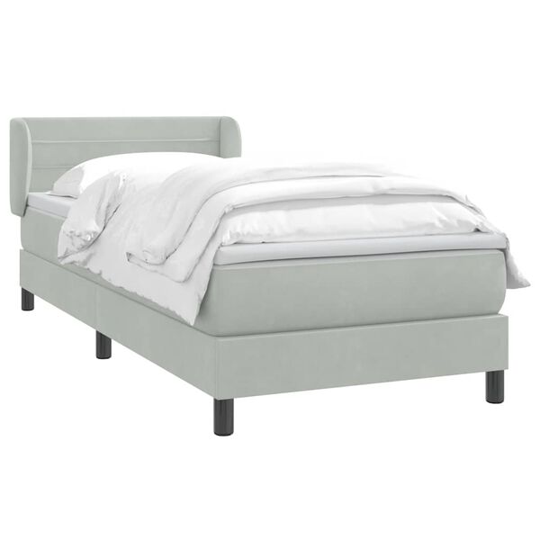 vidaXL Boxspringbett mit Matratze Hellgrau 80x210 cm Samt