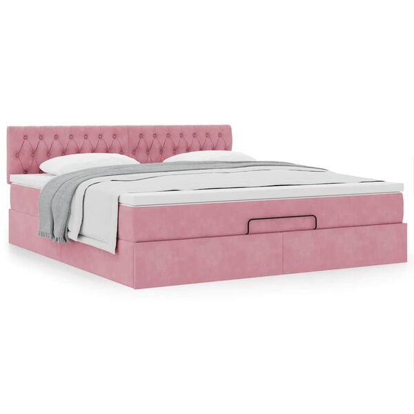 vidaXL Ottoman-Bett mit Matratze Rosa 160x200 cm Samt