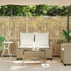 vidaXL Gartensofa 2-Sitzer mit Kissen & Tisch Beige Poly Rattan