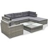 vidaXL 6-tlg. Garten-Lounge-Set mit Auflagen Poly Rattan Grau