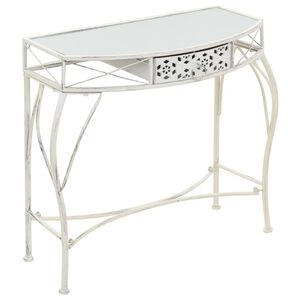 vidaXL Beistelltisch Franz&ouml;sischer Stil Metall 82x39x76 cm Wei&szlig;