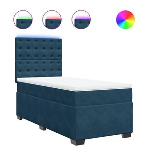 vidaXL Boxspringbett mit Matratze Blau 80x200 cm Samt