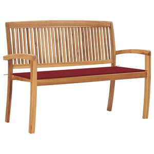 vidaXL Stapelbare Gartenbank mit Auflage 128,5 cm Massivholz Teak