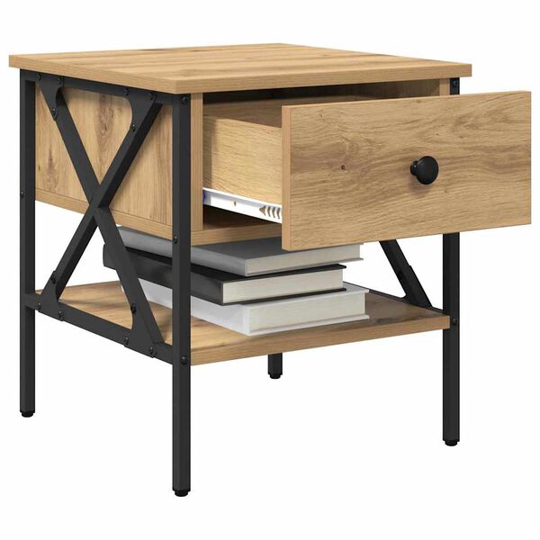 vidaXL Nachttisch Artisan-Eiche 40 x 42 x 45 cm Schichtholz und Metall