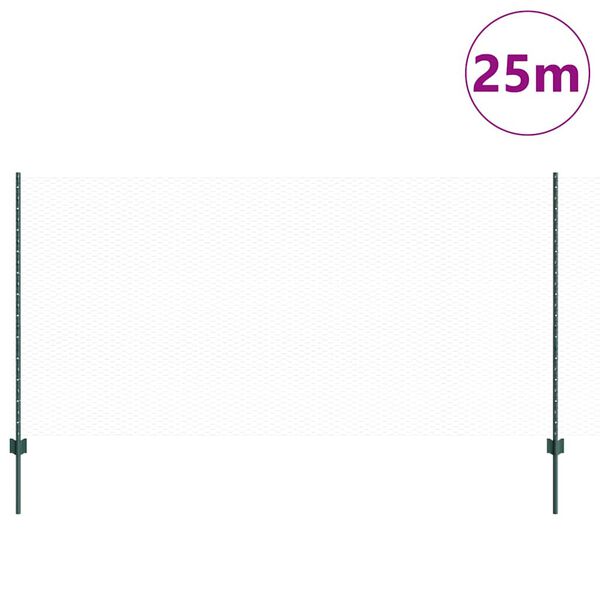 vidaXL Zaun mit Pfosten Gr&uuml;n 1,2 x 10 m Stahl und PVC