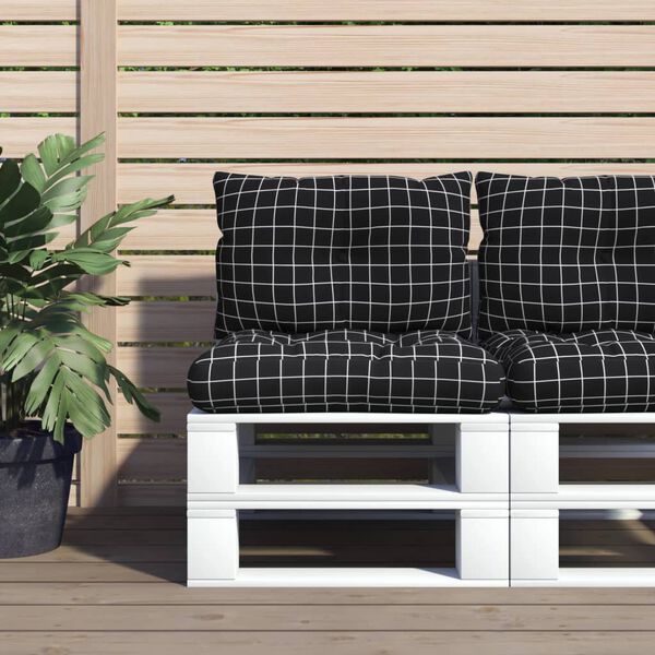 vidaXL Palettenkissen 2 Stk. Schwarz Karomuster Oxford-Gewebe