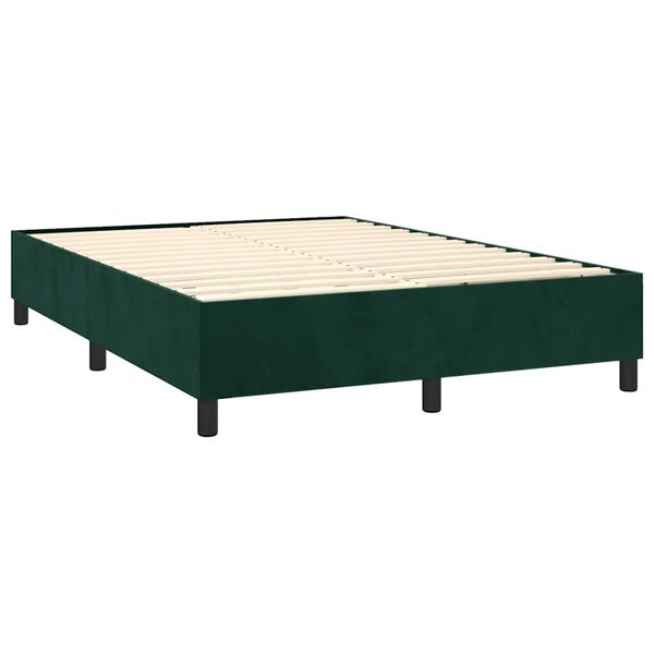 vidaXL Boxspringbett mit Matratze Dunkelgr&uuml;n 140x200 cm Samt