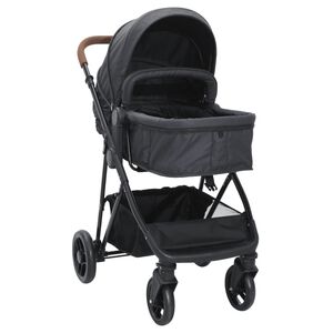 vidaXL 2-in-1 Kinderwagen Anthrazit und Schwarz Stahl