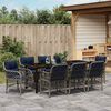 vidaXL Garten Essgruppe mit Kissen 9 pcs Grau und Schwarz Rattan