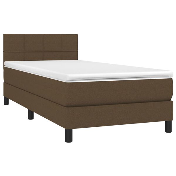 vidaXL Boxspringbett mit Matratze Dunkelbraun 100x200 cm Stoff