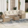 vidaXL 7-tlg. Garten-Sofagarnitur mit Kissen Beige Poly Rattan