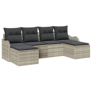 vidaXL Garten-Sofa-Set mit Kissen 6 pcs Hellgrau Poly Rattan