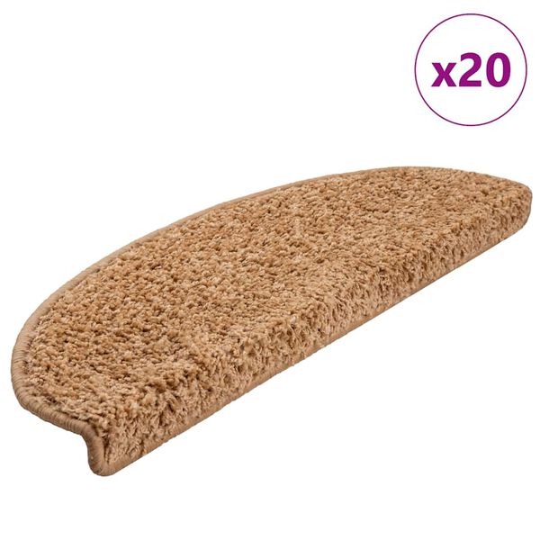 vidaXL Stufenmatten 20 Stk. 65x21x4 cm Beige Halbrund Gro&szlig;