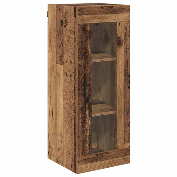 vidaXL Wandschrank Altholz 34,5 x 34 x 90 cm Engineered Wood und Glas