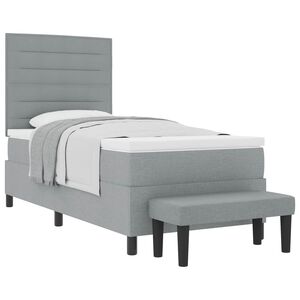 vidaXL Boxspringbett mit Matratze Hellgrau 90 x 190 cm Stoff