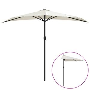 vidaXL Balkon-Sonnenschirm mit Alu-Mast Sandfarben 270x144 cm Halbrund