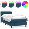 vidaXL Boxspringbett mit Matratze & LED Dunkelblau 100x220 cm Samt