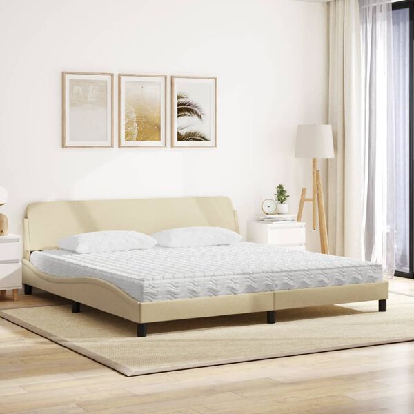 vidaXL Bett mit Matratze "Dover" Creme 200x200 cm Stoff