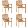 vidaXL Stapelbare Gartenst&uuml;hle 4 Stk. Massivholz Teak