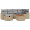 vidaXL Gartensofa-set mit Kissen mit Speicher 7 pcs Beige Poly Rattan