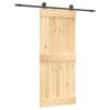 vidaXL Schiebet&uuml;r Nat&uuml;rlich und Schwarz 85 x 210 cm Massivkiefer