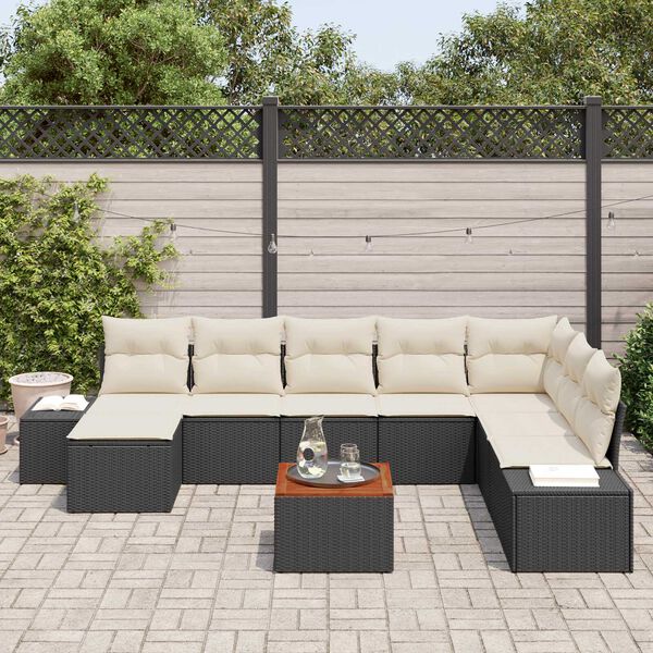 vidaXL Garten-Sofa-Set 9 pcs Schwarz und Wei&szlig;