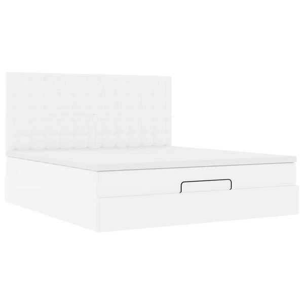 vidaXL Ottoman-Bett mit Matratze Weiß 180x200 cm Kunstleder