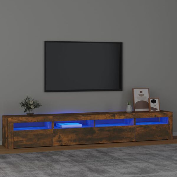 vidaXL TV-Schrank mit LED-Leuchten Räuchereiche 240x35x40 cm