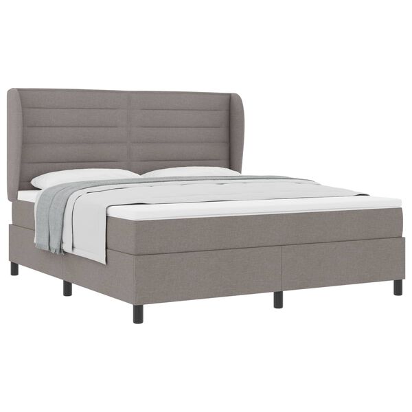 vidaXL Boxspringbett mit Matratze Taupe 180 x 200 cm Stoff