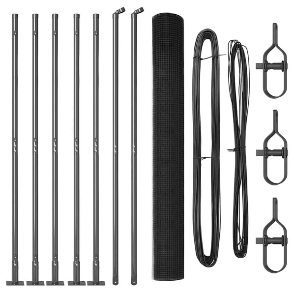 vidaXL Zaun mit Pfosten Grau 1,5 x 10 m Stahl