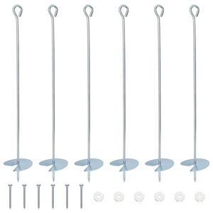 vidaXL Erdanker 6 pcs Silber &Oslash;10 x 60 cm Galvanisiertes Metall