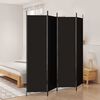 vidaXL 4-tlg. Paravent Schwarz 200x200 cm Stoff