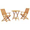 vidaXL Klapp Bistro Set 3 pcs Braun Massivholz Akazie