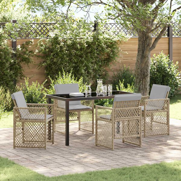 vidaXL Garten Essgruppe 5 pcs Beige Poly-Rattan