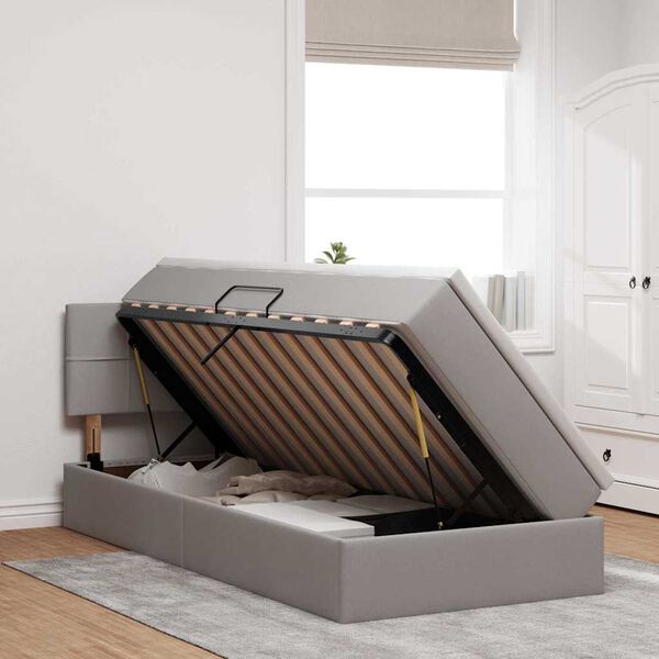 vidaXL Aufbewahrungsbett mit Matratze Taupe 90 x 190 cm Holzwerkstoff