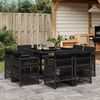 vidaXL 9-tlg. Garten-Essgruppe mit Kissen Schwarz Poly Rattan