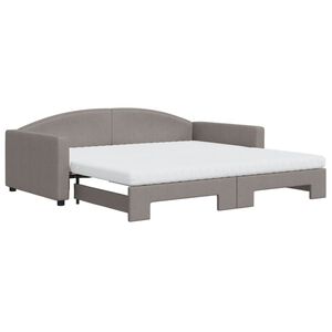 vidaXL Tagesbett Ausziehbar mit Matratzen Taupe 100x200 cm Stoff