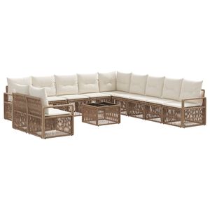 vidaXL Gartensofa-set 12 pcs Beige Poly-Rattan