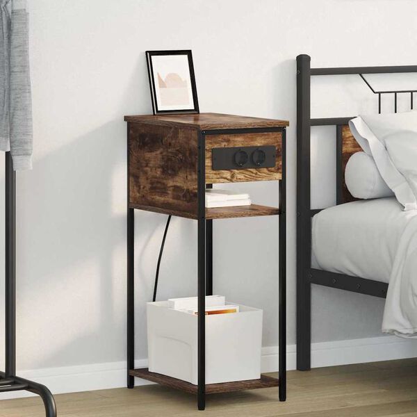 vidaXL Nachttisch Ger&auml;ucherte Eiche 41 x 28 x 76 cm Holzwerkstoff