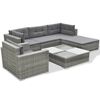 vidaXL 6-tlg. Garten-Lounge-Set mit Kissen Poly Rattan Grau