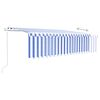 vidaXL Markise Automatisch mit Rollo LED Windsensor 5x3m Blau & Wei&szlig;
