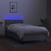 vidaXL Boxspringbett mit Matratze & LED Hellgrau 90x200 cm Stoff