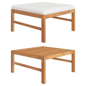 vidaXL Fu&szlig;hocker mit Creme Kissen Massivholz Teak