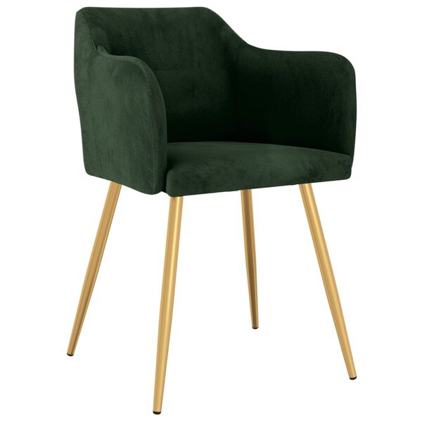 vidaXL Esszimmerst&uuml;hle 4 Stk. Dunkelgr&uuml;n Samt