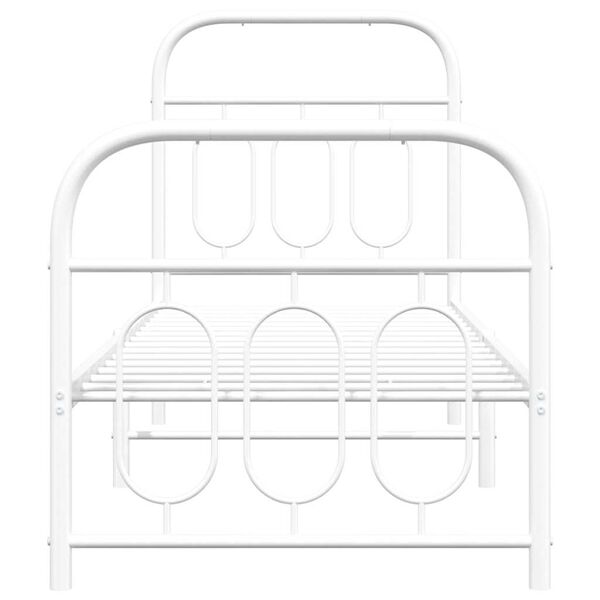 vidaXL Bettgestell mit Kopf- und Fu&szlig;teil Metall Wei&szlig; 75x190 cm