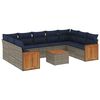 vidaXL 10-teiliges Gartensofa-Set mit Kissen, grau, Polyrattan
