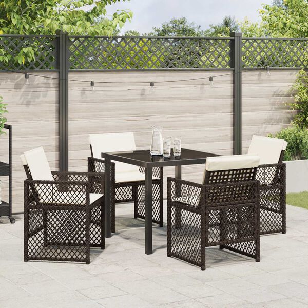 vidaXL Garten Essgruppe 5 pcs Braun Poly-Rattan