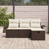vidaXL Garten-Sofa-Set mit Kissen mit Speicher 4 pcs Braun Poly Rattan