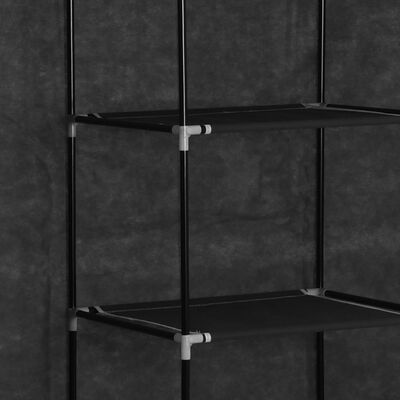 vidaXL Kleiderschrank mit Fächern Stangen Schwarz 150x45x175cm Stoff